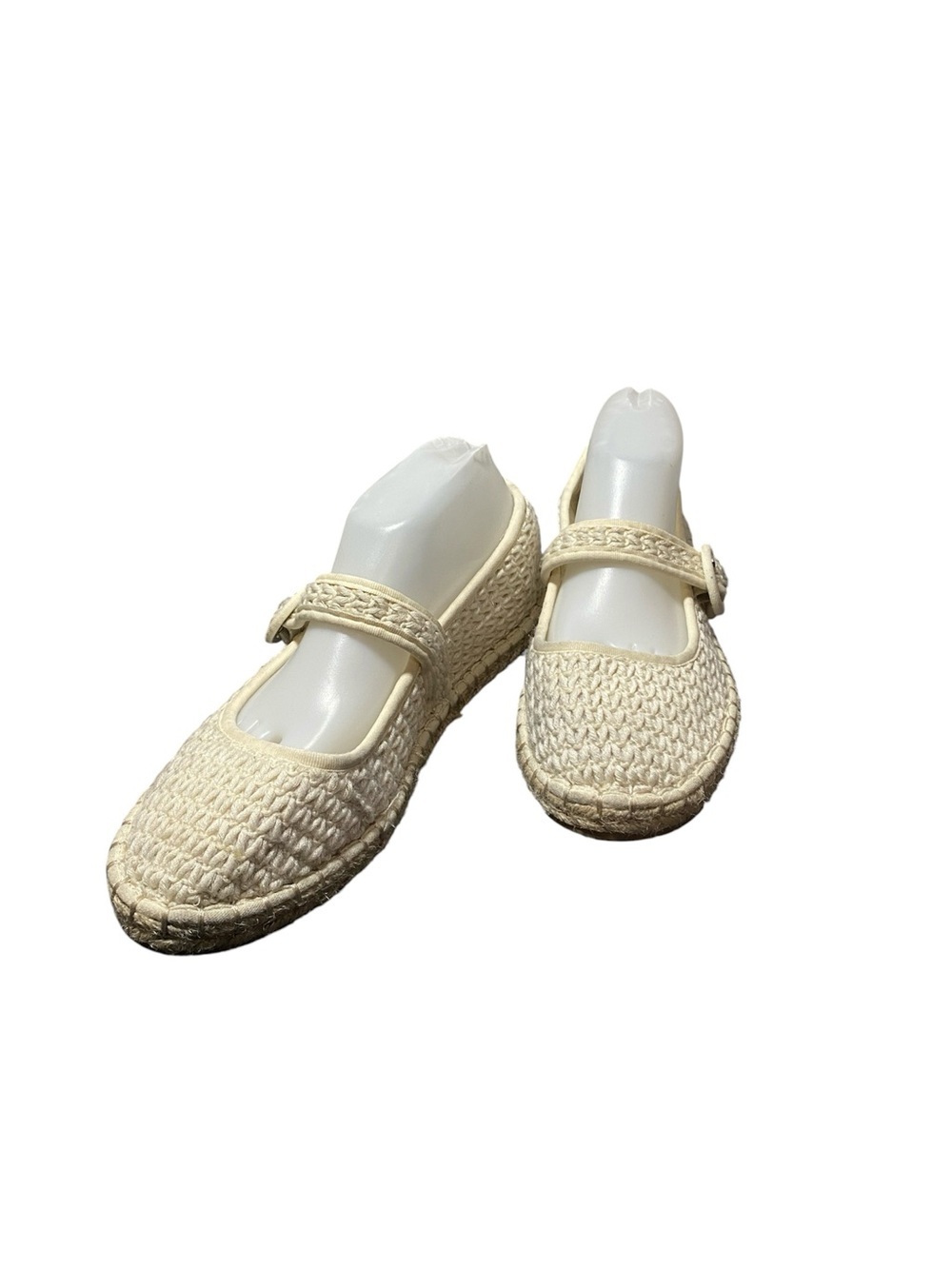 CL by Laundry Cream Braided Espadrille Mary Jane Flats Sz-10
